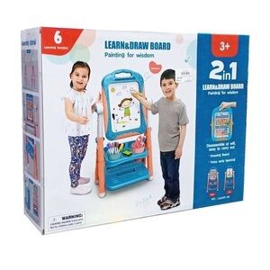2-in-1 Kids Learning Easel Musical Alphabet Numbers Drawing Boardl Toy
